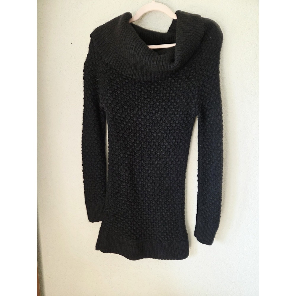 Saks Fifth Avenue Cashmere‎ Sweater Long Knit Small Black Shoulder Top Long S